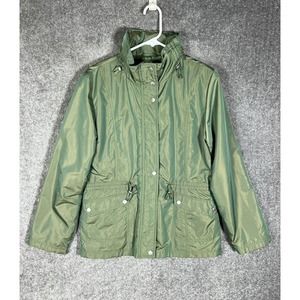 Weatherproof Garment Co Iridescent Green Full Zip Snap Jacket Womens Medium Hood